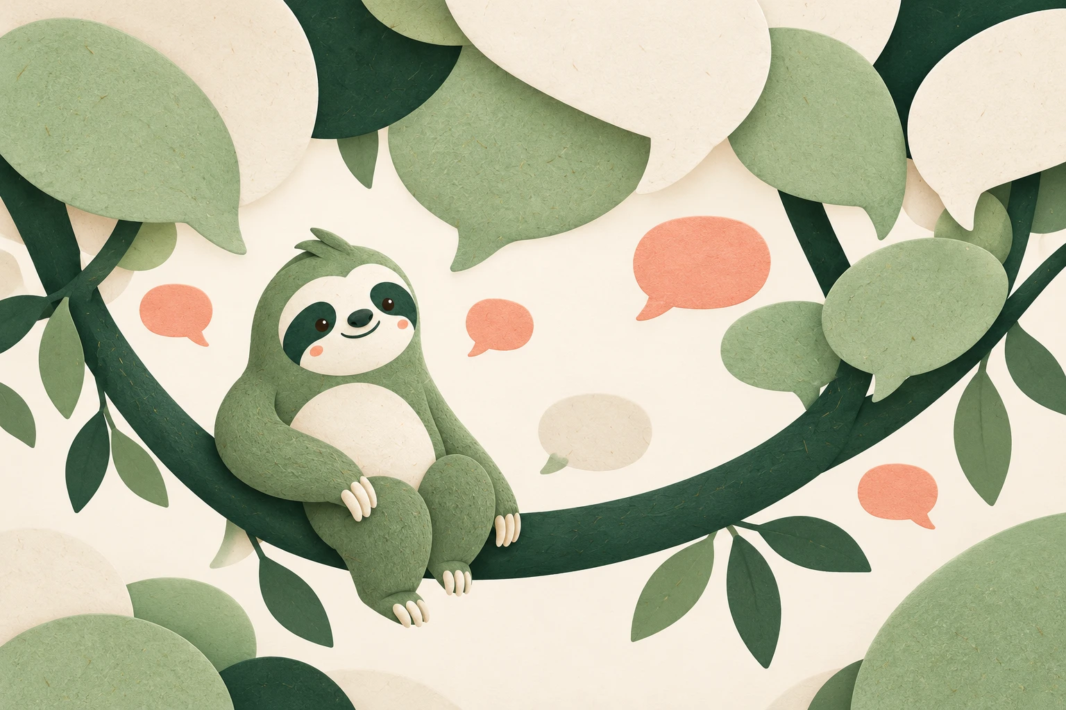 Moss sitting in a comfortable canopy of paper conversation leaves